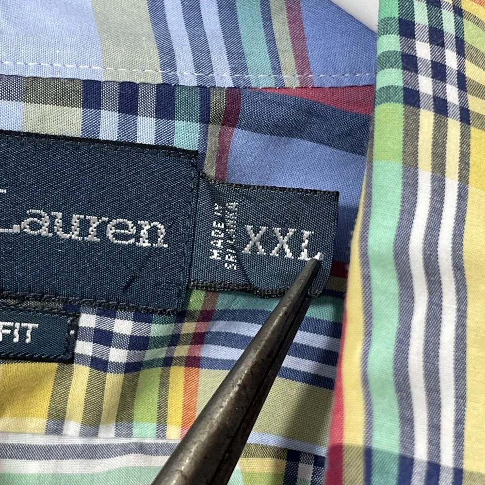 Vintage Polo Ralph Lauren Shirt Mens Size XXL Plaid Classic Fit Button Down‎